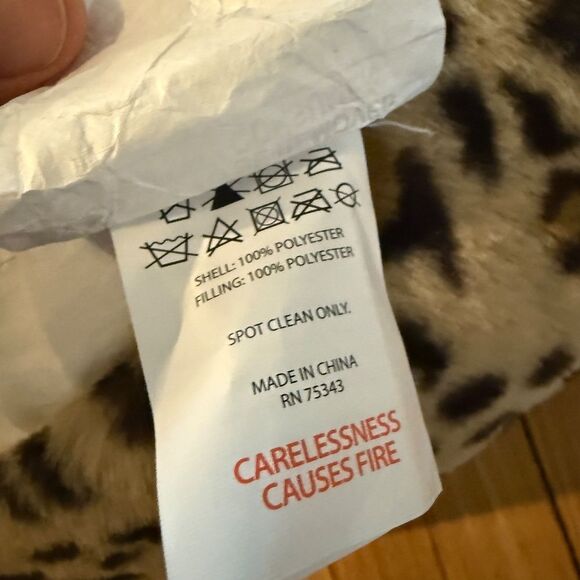 Rachel Zoe Faux Fur Leopard/Cheetah Bolster Pillow, 9"x23", Polyester, Brand New - Picture 4 of 5